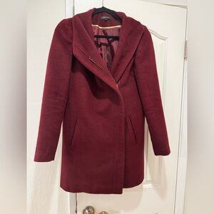 New Look Women's burgundy Pea wrap coat size small / 8